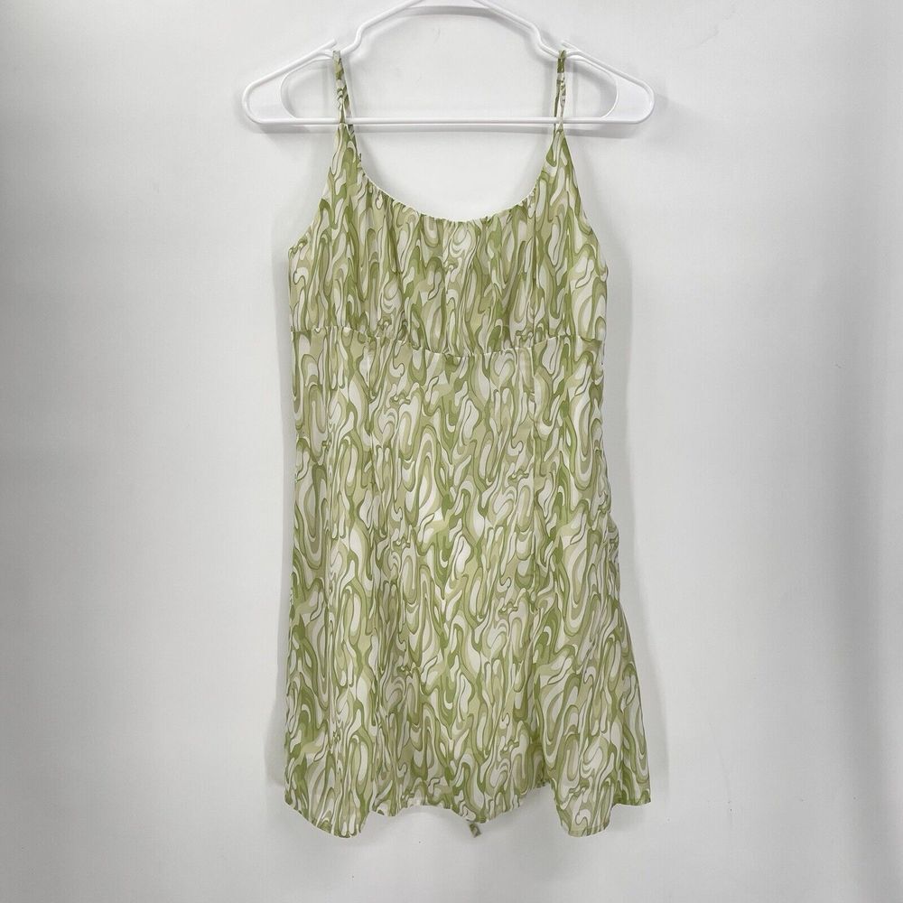 Kendall & Kylie Large Mini Dress Womens Green White Psychedelic Swirl DW210185